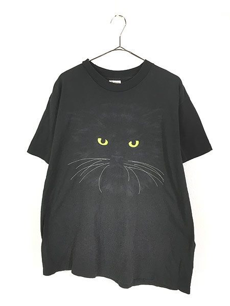 古着 90s USA製 猫 ネコ アニマル シルエット Tシャツ 黒 XL 古着 