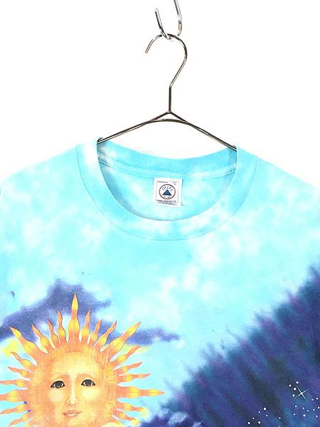 90sSUN\u0026MOON【XL】©︎1995 陰陽 太陽 月 usa製 タイダイTシャツ