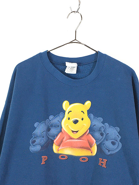 古着 90s USA製 Disney Pooh クマのプーさん スウェット トレーナー 青 XL 古着 - 古着　通販　ヴィンテージ古着屋のドラセナ