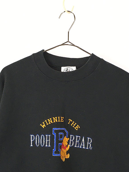 古着 90s USA製 Disney Pooh クマのプーさん スウェット トレーナー 黒 XL 古着 - 古着　通販　ヴィンテージ古着屋のドラセナ