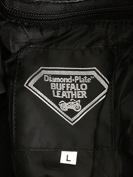 古着 90s Buffalo Leather 本革 パッチワーク レザー ダブル