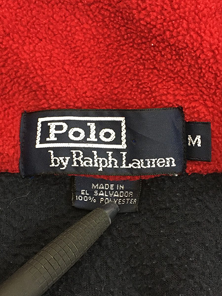 古着 90s Polo Ralph Lauren 「POLO BEAR」 ポロベア ハーフジップ フリース ジャケット 紺 M 古着【30off】  古着 通販 ヴィンテージ 古着屋 Dracaena ドラセナ