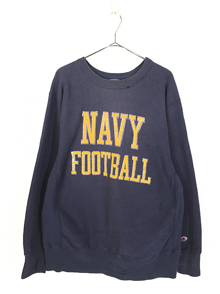 古着 80s USA製 Champion Reverse Weave 「NAVY FOOTBALL」 2段