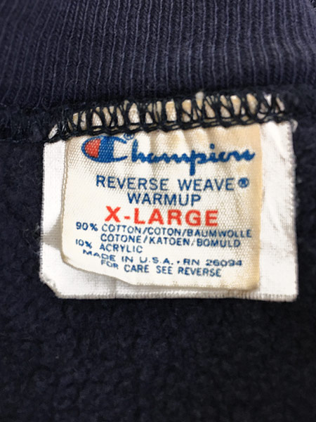 古着 80s USA製 Champion Reverse Weave 「NAVY FOOTBALL」 2段