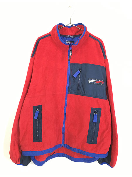 古着 90s TOMMY HILFIGER リップストップ 切替 フリース ジャケット