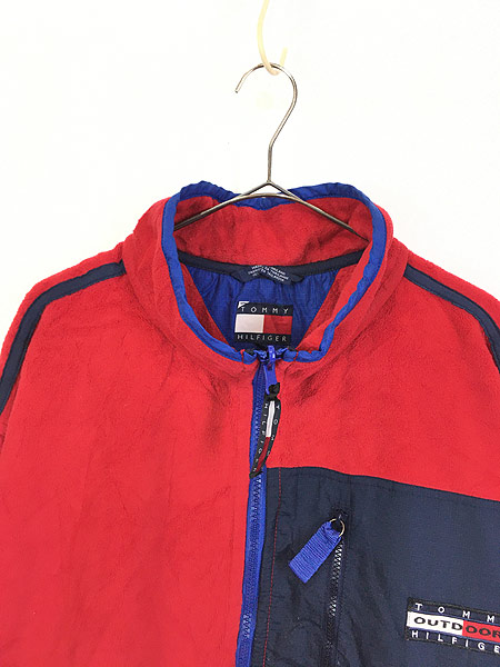 古着 90s TOMMY HILFIGER ナイロン 切替 フリース ジップアップ