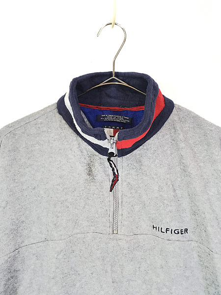 古着 90s TOMMY HILFIGER トリコロール ハーフジップ フリース