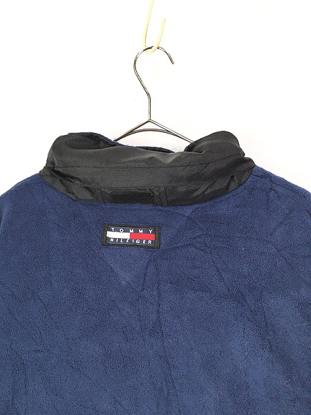 古着 90s TOMMY HILFIGER 黒×紺 2way フリース アノラック パーカー