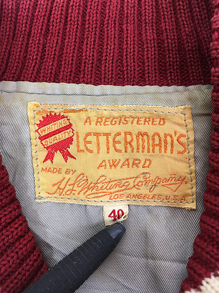 古着 50s H.L.WHITING LETTERMAN'S 本革 レザー メルトン ジャケット