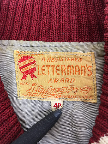 古着 50s H.L.WHITING LETTERMAN'S 本革 レザー メルトン ジャケット ...