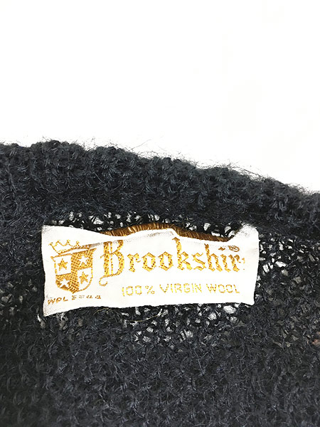 古着 60s Brookshire モヘア ルック カギ編み ウール ニット Vネック