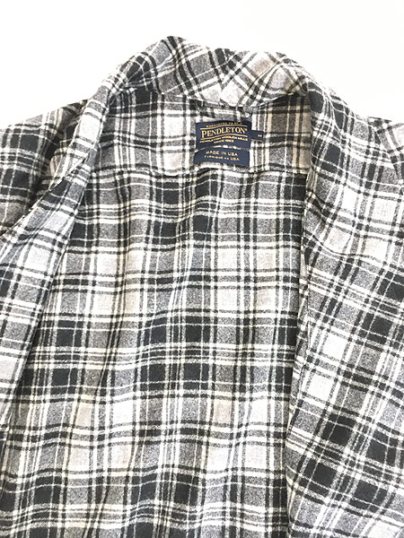 古着 USA製 Pendleton ブラック チェック ショール カラー ウール