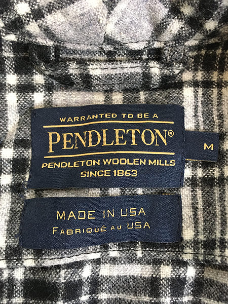 古着 USA製 Pendleton ブラック チェック ショール カラー ウール