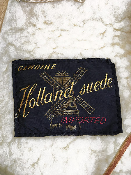 古着 60s Holland suede フェイク スエード レースアップ ボア