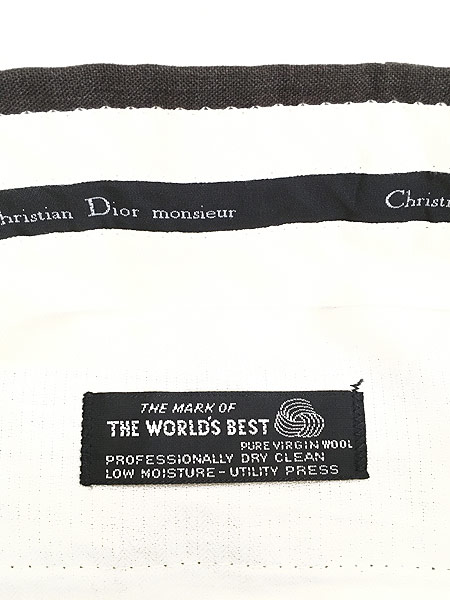 古着 80s Christian Dior 上質 ウール スラックス パンツ ストレート 