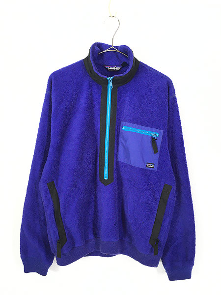 古着 88s USA製 Patagonia 三角タグ 蛍光 ハーフジップ もこもこ