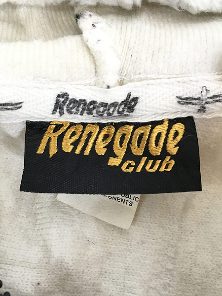 古着 90s Renegade club スウェット袖 クマ 総柄 フーデッド フリース