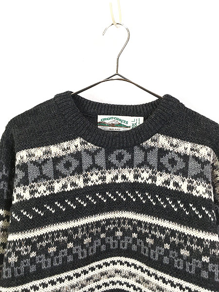 古着 90s Ireland製 Aran Crafts ノルディック ボーダー アラン