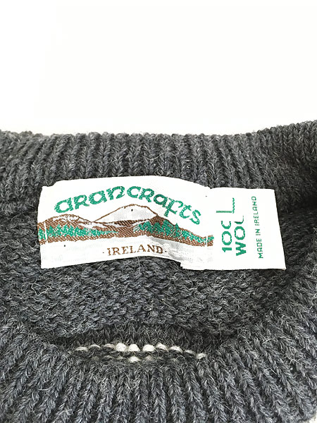 古着 90s Ireland製 Aran Crafts ノルディック ボーダー アラン