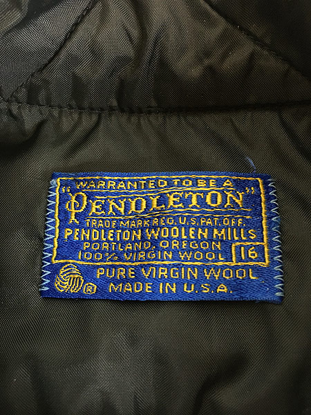 古着 80s USA製 Pendleton ブラックウォッチ チェック ウール シャツ 16 ブランド 古着