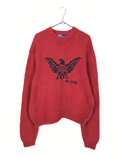 POLO RALPH LAUREN ニット セーター 赤 チェック柄-