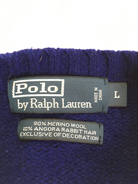 古着 Polo Ralph Lauren エルボーパッチ ポケット付き アンゴラ ニット