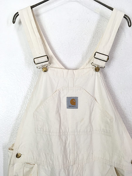 古着 80s Carhartt 山ポケ ホワイト コットン ツイル ワーク