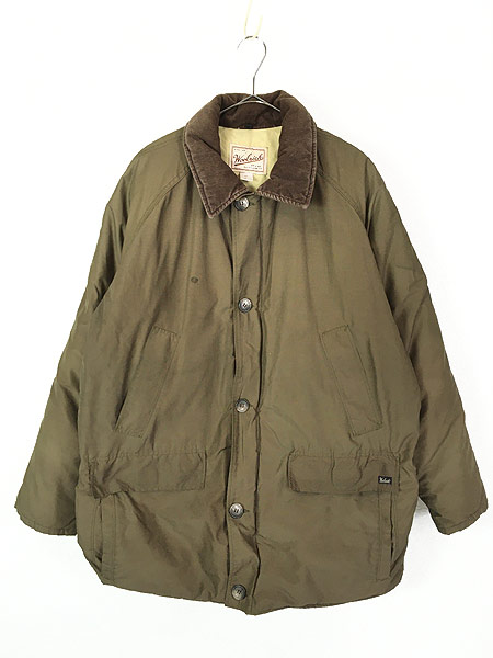 古着 90s USA製 WoolRich 襟コーデュロイ 60/40 クロス ダウン コート