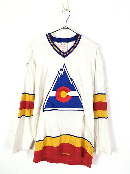 古着 80s Canada製 NHL SandowSK BIG ワッペン ホッケーシャツ M 古着