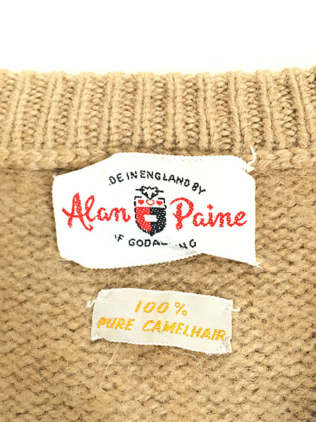 古着 60s 英国製 Alan Paine 高級 100% キャメルヘアー ウール ニット