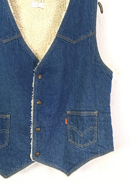 古着 70s USA製 Levi's ウエスタンヨーク デニム ボア ベスト スナップ