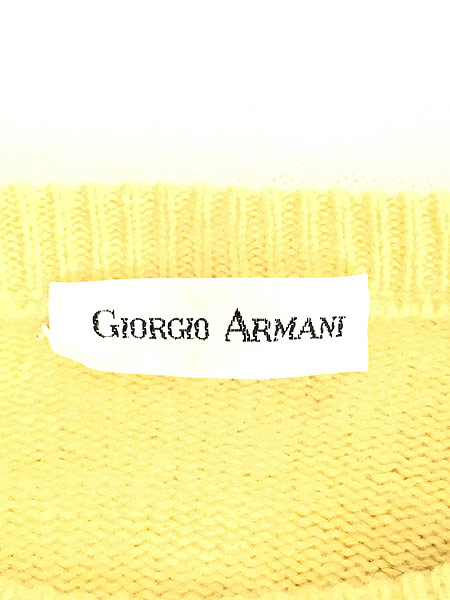 古着 90s GIORGIO ARMANI ライン アート カシミア ニット セーター XL