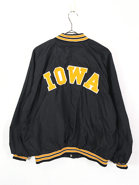 古着 80s IOWA HAWKEYES 刺しゅう スタジアム ジャケット スタジャン L