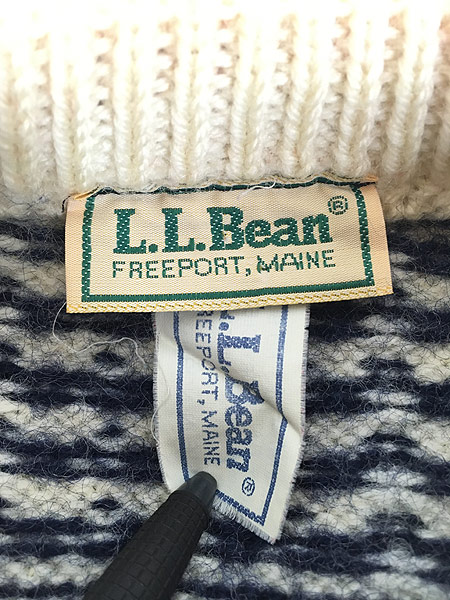 古着 80s ノルウェー製 LL Bean 白熊 × バーズアイ ヘビー ウール