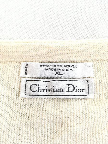 古着 80s USA製 Christian Dior ワンポイント ホワイト アクリル