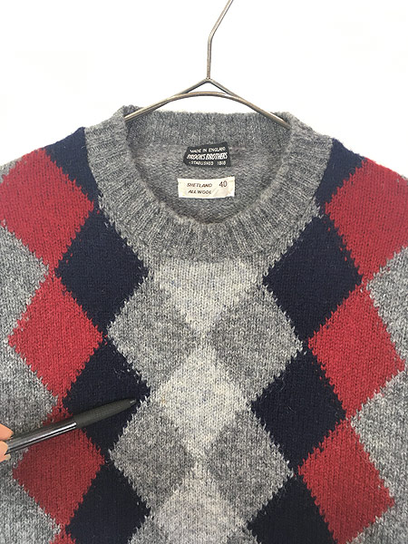 ポイント5倍 shetland wool シェットランド ニット アーガイル柄