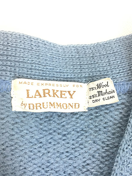 古着 60s LARKEY by Drummond エルボーパッチ シャギー モヘア ニット