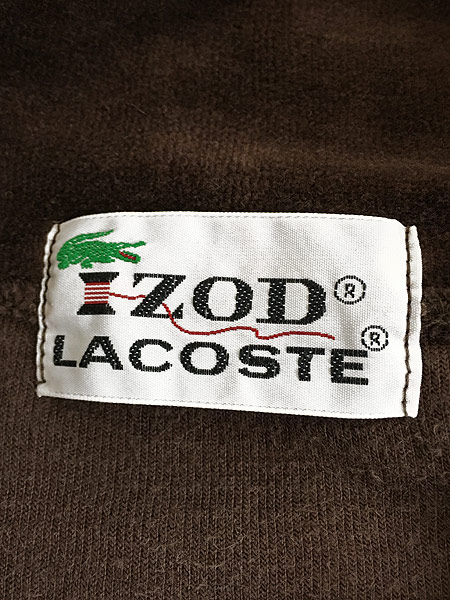 古着 80s IZOD LACOSTE ワニ 光沢 ベロア ハーフジップ プルオーバー