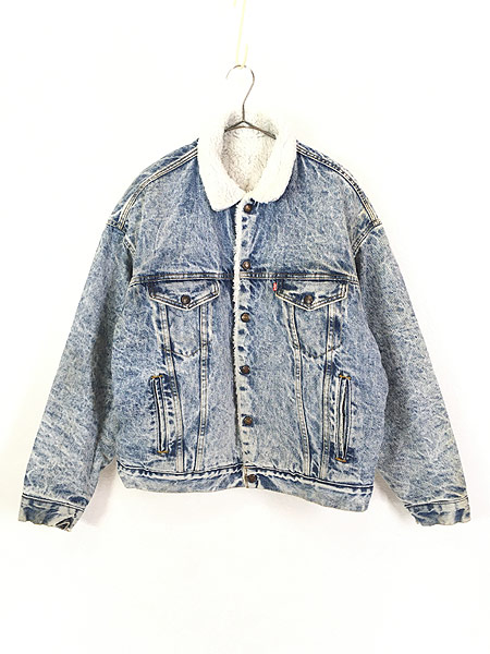 古着 90s USA製 Levi's 70609 ケミカル デニム ボア ジャケット G