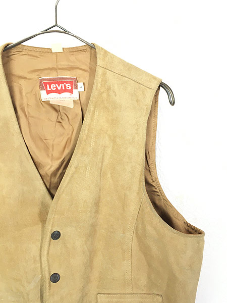 古着 70s メキシコ製 Levi's 本革 スエード ベスト スナップボタン L