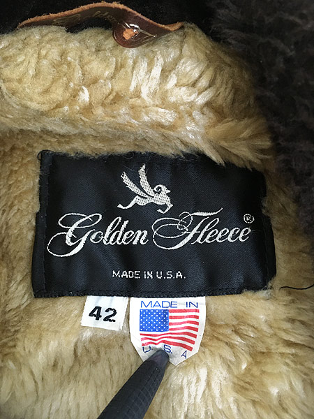 古着 70s USA製 Golden Fleece G-1タイプ ボア ライナー 本革 レザー