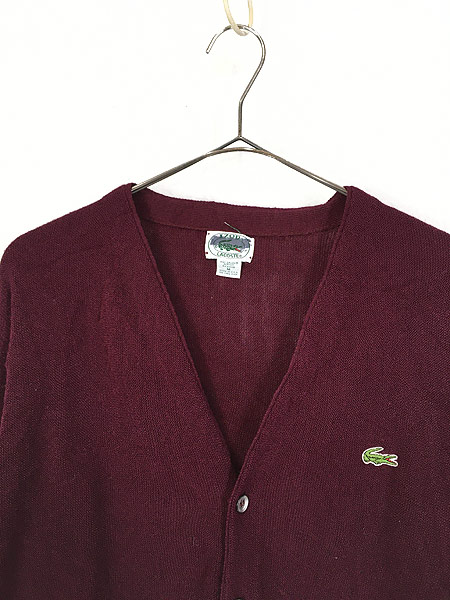 古着 80s USA製 IZOD LACOSTE ワニ ワッペン アクリル ニット