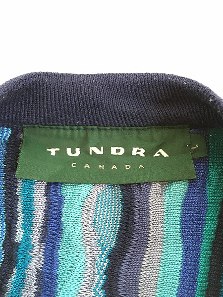 古着 Canada製 TUNDRA 3D カラフル ランダム ストライプ コットン 