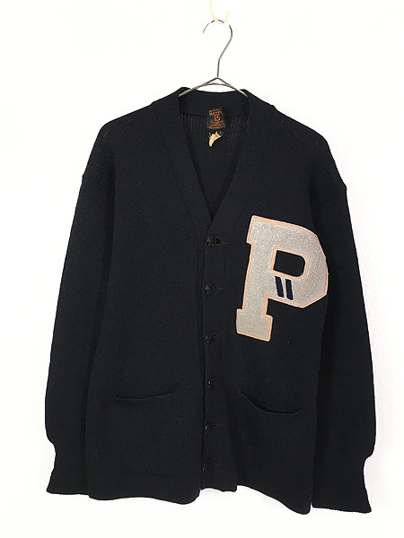 古着 40s Champion Knitwear デカランタグ 「P」 レタード ヘビー