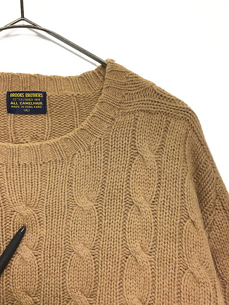 古着 80s Brooks Brothers 高級 100% キャメルヘアー ケーブル ニット