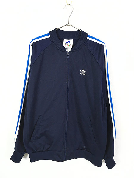 古着 90s adidas トレフォイル 3ストライプス 光沢 トラック ジャージ