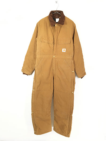 古着 80s USA製 Carhartt 防寒 キルティング Wニー ブラウン ダック