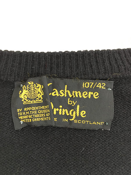 古着 80s Scotland製 Pringle 豪華 100% ブラック カシミア ウール ニット セーター 黒 42 美品!! 古着 - 古着  通販 ヴィンテージ 古着屋 Dracaena ドラセナ