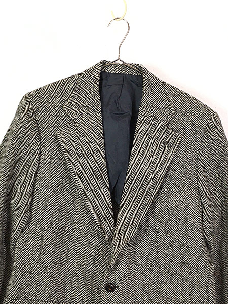 最終売り尽くし”古着 70s USA製 Harris Tweed モノクロ ヘリンボーン