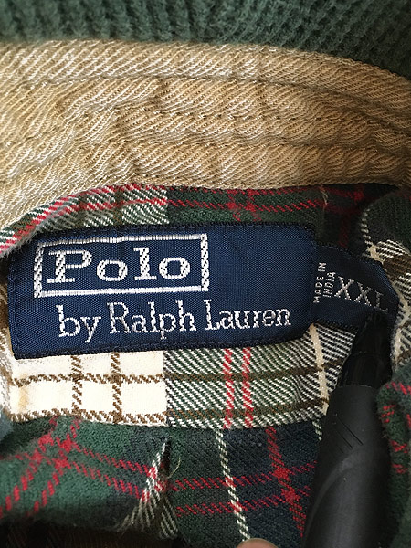 古着 Polo Ralph Lauren スウェット フード付 チェック シャツ